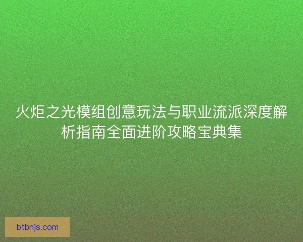火炬之光模组创意玩法与职业流派深度解析指南全面进阶攻略宝典集