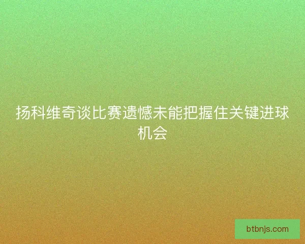 扬科维奇谈比赛遗憾未能把握住关键进球机会